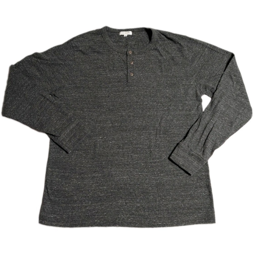 Gustin Henley Shirt Mens‎ Large Gray Long Sleeve Made USA Cotton Blend